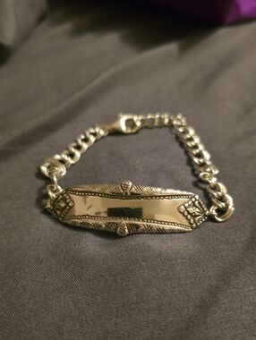 Sterling-Look Engraved ID Bracelet in Silver